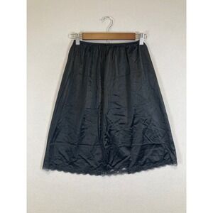 JCPenney Half Slip Women Large Black Vintage Lace Trim Antron III Nylon 6570 USA